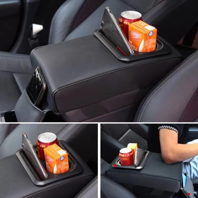 Unbranded Armrest Cushion with Cup Holder Universal Car Armrest Seat