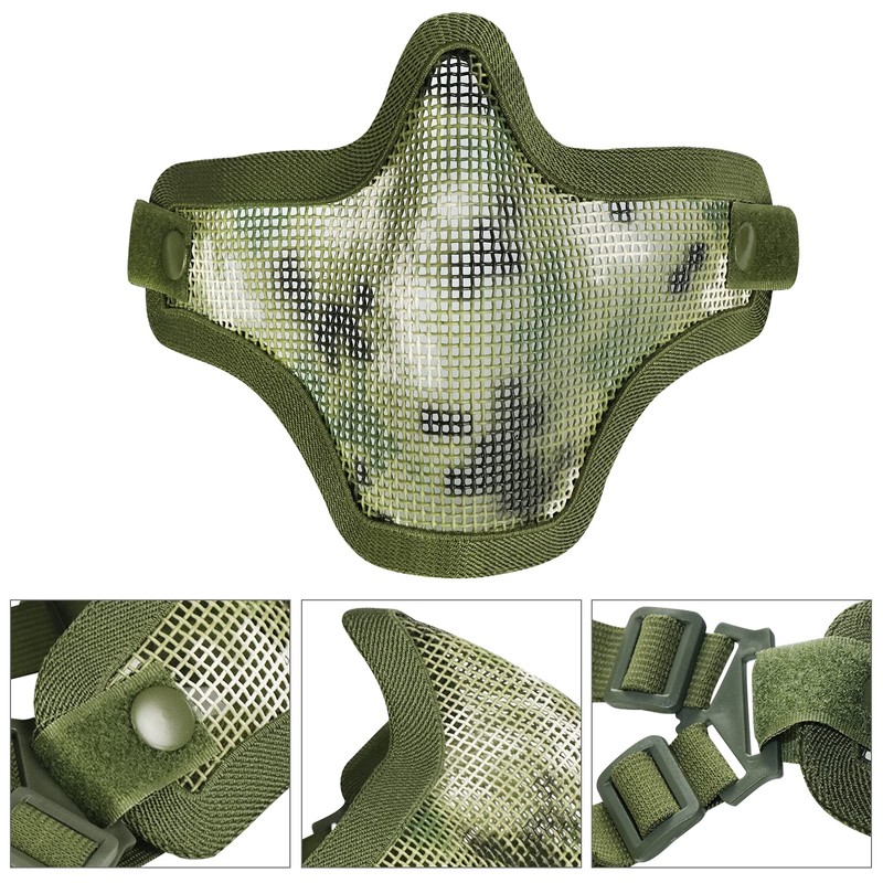 AOUTACC Airsoft Mask and Goggles Set, Full Steel Mesh Half