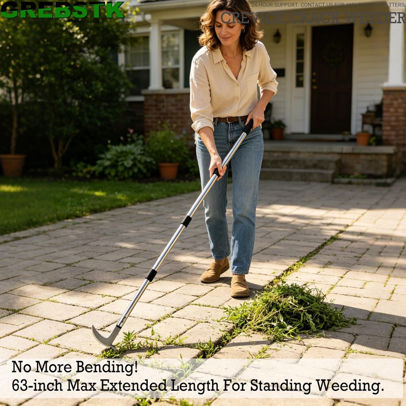 GREBSTK Crack Weeder Crevice Weeding Stainless Steel Tool Adjustable, 63