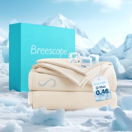 Breescape Cooling Sheet Set Twin XL Size - BlendTek™ Dry & Cool Technology for Hot Sleepers and Night Sweats, Q-Max>0.46 Tech, Deep Pocket Up to 18", 360° Elastic Band, Ivory