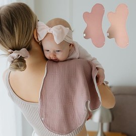 Bebeezoo Butterfly Cotton Muslin Burp Cloths 3-Layer, Extra-Large 26”x12” Water-Resistant Multi-Use Burp Cloth Convertible to Bib, 2 Pack, Soft & Absorbent (Pack of 2, Clay & Terra/Rose & Mist)