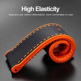 watchdives Nylon Rubber Bottom Watch Straps Canvas Men Watch Band Breathable Waterproof Replacement Bands 20mm 22mm (20mm, Black Orange)