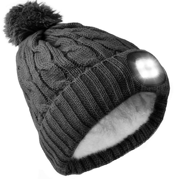 Beanie Hat with Light Built in Rechargeable Torch Hat LED