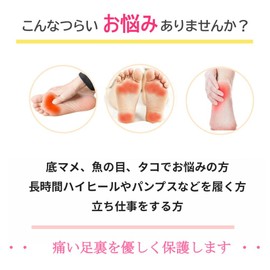 Foot Protection Pad, Heel Pad, Socks, Soles, Heel Cushion, Foot Support, Shock Absorption, Pad for Foot Arch Ladies, Footwear, Soles Pain and Foot Care, 8.9 - 9.8 inches (22.5 - 25 cm), Black, 1)