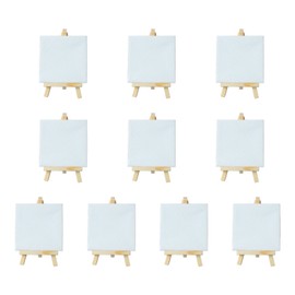 10Pcs Mini Easel Stand 5.9in High 3.1in Wide Adjustable Slope Mini Wood Display Easel with Frame for Oil Painting DIY