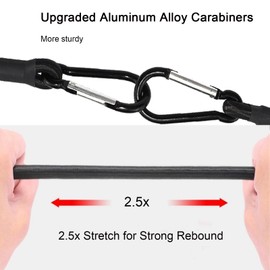 24inch Bungee Cords with Hook，4 Pack Bungee Cords with Carabiner Aluminum Alloy， Bungee Cords Heavy Duty Outdoor，Extra Strong Elastic Rope with Carabiner Hooks for Tent, Camping, Tarps, Bike,Rack
