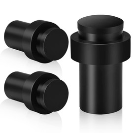 KOLAKO Floor Door Stop, Door Stoppers for Bottom of Door, 2.5Inch Heavy Duty Modern Tall Rubber Door Bumper Wall Protector Cylindrical Black Floor Doorstops, 3 Pack