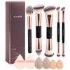 Maange 12pcs Brochas Maquillaje Doble Punta Esponjas Pulir Líquidos Cremas