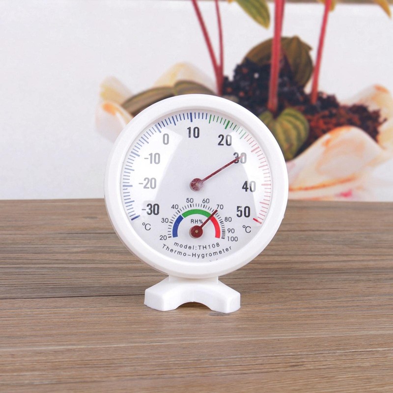 Thermometer Hygrothermograph Plastic TH108 Analog Temperature Humidity Meter Dial Shape
