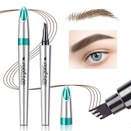 Eyebrow Microblading Pen with 4 Point Brow Pen Lift & Snatch Microblading Long-Lasting Waterproof Natural Eyebrow Hair (Dark Brown)