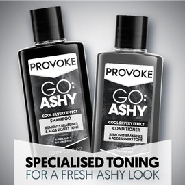 PROVOKE Go Ashy Shampoo 200ml, Remove Brassiness & Adds Silvery Tone to Hair, Formulated with Triple Toning Technology, Turn Warm & Brassy Hair to Cool & Ashy