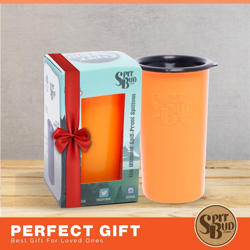 Spit Bud Original Hunter Orange Spittoon For Chewing - Portable