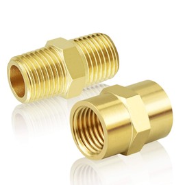 Gasher 4PCS Metals Brass Pipe Fitting, Hex Nipple Brass Tone, 1/8" x 1/8" NPT Male Thread Pipe, 1/8 Inch x 1/8 Inch NPT Female Thread Pipe