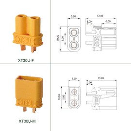 FLY RC 20 Pairs Amass XT30U (XT30 Upgrade) Male Female Bullet Connectors Power Plugs for RC Lipo Battery