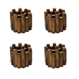 Wood Garden Edging, Natural Wooden Solid Log Fence Border Decorative for Flower Bed Barriers and Landscape Fencing, 11.8 in H x 3.0 ft L, 1.9 in Diameter (4PACK)