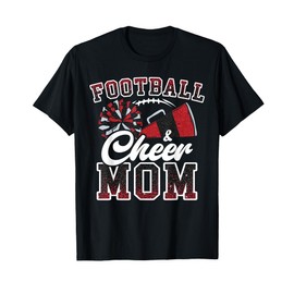Loud Proud Football And Cheer Mom Cheerleader Mom Mama Red T-Shirt