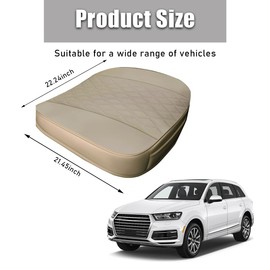 povtii Car Front Seat Cover, 21"×22" Luxury PU Leather Auto Seat Protection Cover, Comfortable Anti Slip Front Bottom Seat Cushion with Full Wrap, Universal Car Accessories (Beige)