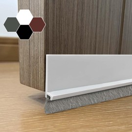 Door Sweep for Bottom of Door, Integrated Bottom Door Draft Stopper with Brush, Self-Adhesive Under Door Seal for Dust/Noise/Hot or Cold Air Insulation, White 39.37" L/2" W