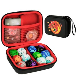 Yosuny Toy Organizer Storage Case Compatible with Bakugan Figures, BakuCores and Fighter Figures, Mini Toy Container Carrying Case (Black)(Toys not included)