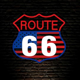 Route 66 Neon Sign, LED Light Room Decor, for Bedroom Living Room Gaming Room Man Cave Home Party Birthday Gift for Family Friends Kids 13.5 * 12.8 in
