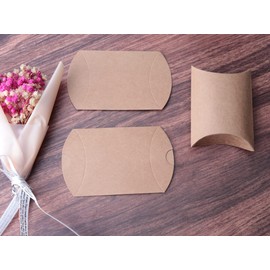 Sowaka 30 Pcs Pillow Candy Gift Box Kraft Paper Rustic Small Cute Boxes Accessories for Wedding Baby Shower Engagement Birthday Party Favors Candy Cake Supplies (Kraft)