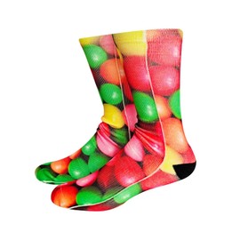 Mens Crazy Unisex Novelty Funny 3D Print Colorful Sport Crew Tube Gift Socks, Rainbow Candy, 1