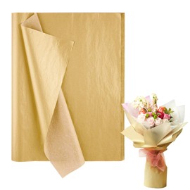 Tissue Paper Gold Tissue Paper Metallic Gift Wrapping Paper Gift Wrapping Paper Gift Packaging Material for Christmas, Wedding, Birthday, DIY Craft 100 Sheets 50 x 35 cm