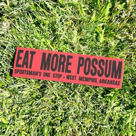 Two Bit Press Eat More POSSUM Bumper Sticker - ARKANSAS Red Vintage Style - Vinyl 80s 90s