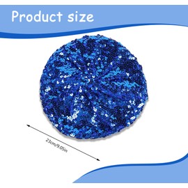 Women Sparkly Sequins Beret Hat,Flash Sequined Headdress Shining Beanie Cap,Beanie Cap Dancing Hat,Fun Costume Stretch Mermaid Dancing Cap for Party Activities Blue