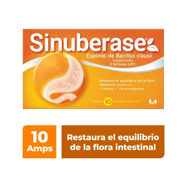 Sinuberase Probióticos en Suspensión 2 Billones de UFC 10 Ampolletas.