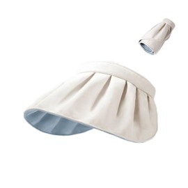 Foldable Wide Brim Sun Visor Hat for Women Casual Roll-Up Beach Sun Hat Empty Top Sun Hat with UV Protection for Summer (Beige)