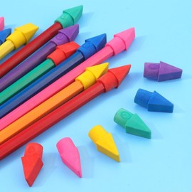 10pcs Pencil Top Erasers in Assorted Colors - Latex-Free Cap Erasers for Pencils, Perfect for School, Office, and Classroom, Multicolor Eraser Toppers for Students and Teachers(Random)