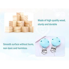 Hitopin Dummy Clip, Pack of 10 Dummy Clips, Wooden Dummy Clips Set, Dummy Clasps Holder, Dummy Chain Accessories, for DIY, Crafts (Blue)