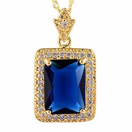 RIZILIA Brass Pendant Square Green Emerald 18K Yellow Gold Plated CZ Necklace Chain