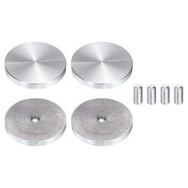 uxcell 4Pcs Round Shape Aluminum Disc, M10 Thread 60mm Diameter Aluminum Circle Disc Glass Top Adapter for Glass Table Furniture Coffee Tables, Silver