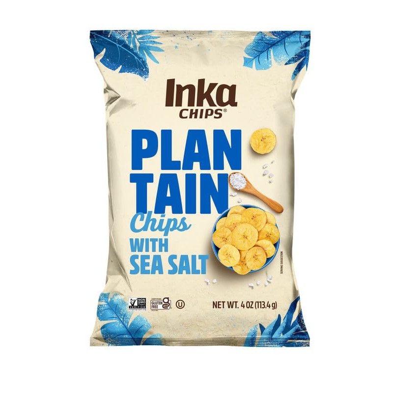 Inka Crops Inka Chips, Seasalt Plantain Chips, 4 Ounce (Pack
