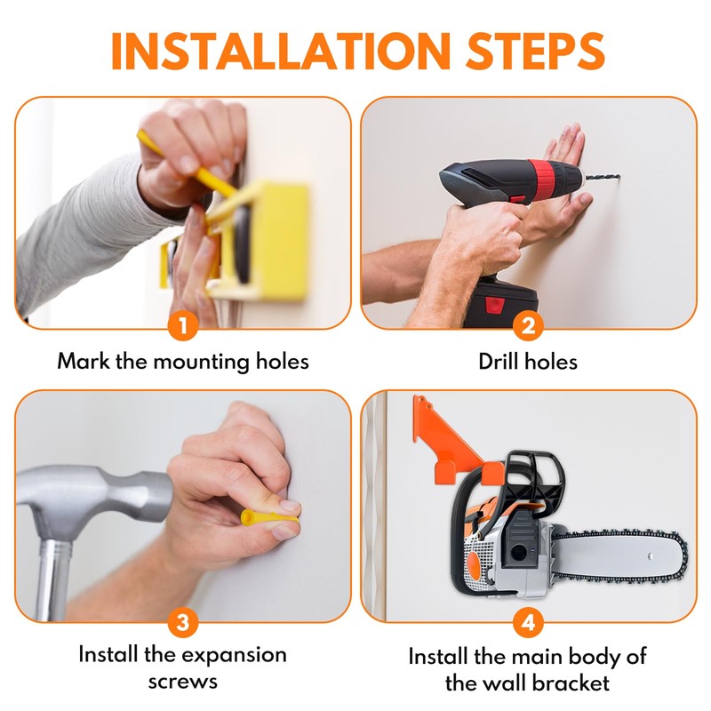 Attimal 2Pack Chainsaw Wall Mount & Hanger - Heavy-Duty Universal