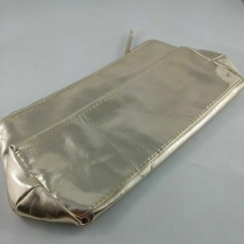 Clarins Gold Cosmetic Bag Case 9.5x4.5x3in New b67