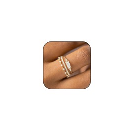 Atiptu Gold Stackable Rings for Women 14k Gold Plated Small Ring Gold Dainty Rings Fashion Knuckle Cubic Zirconia Gold Rings Set Women Jewelry Gifts (Gold, 8)