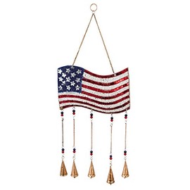 Evergreen Garden Beautiful American Flag Beaded Wind Chime - 10 x 1 x 27 Inches Homegoods and Decorations for Every Space