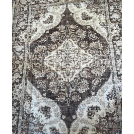5x7 Washable Area Rug Brown Vintage Distressed Low Pile Non Slip