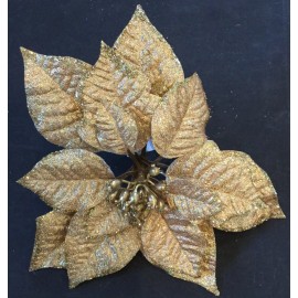 Large Vintage Christmas Gold Glitter Poinsettia  Ornaments 8” X 8”