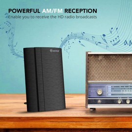 Solarcon ANTOP Amplified AM/FM Antenna,Indoor Radio Antenna for Universal Stereo Radio Audio Signals RF Broadcast Receiver,AT-212FM
