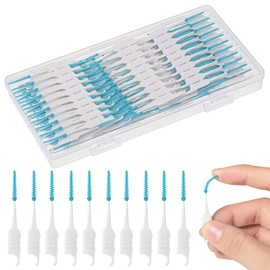 lanjue 250 Pieces Dental Floss Picks, Silicone Interdental Brushes with Case Dental Brushes Dental Picks Green Tooth Floss Picks for Teeth Cleaning(Green)