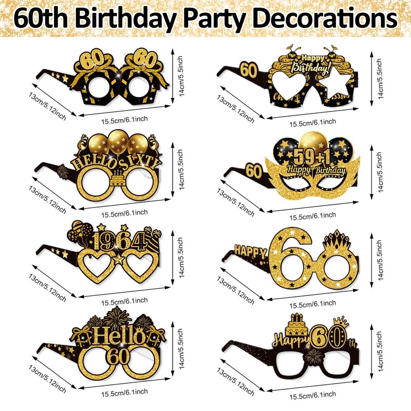 Huipalon 8PCS 60th Birthday Party Decorations, 60th Birthday Props, Party
