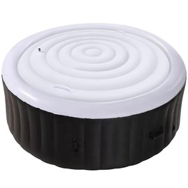 Tlswshsy 5.4 Ft Inflatable Hot Tub Cover- Energy Saving Lid for Round Hot Tub- Foldable Protective Rain Overflow Cover for Outdoor Inflatable Hot Tubs