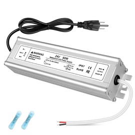 24V 60W LED Power Supply, IP67 Waterproof LED Driver, AC 80-265V to DC 24V 2.5A Converter, Outdoor Low Voltage Transformer Adapter for LED Lighting, 3-Prong Plug with 3.3 Feet Cable