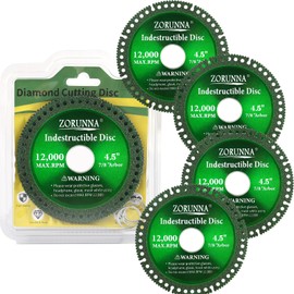 ZORUNNA 5 Pack 4.5 Inch Indestructible Disc for Grinder, Indestructible Disk for Angle Grinder 7/8" Arbor, Cutting Discs for Smooth Cutting, Chamfering, Grinding Fit All Material.