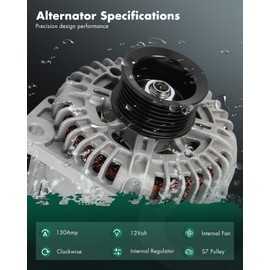 SCITOO Alternator Fits for Nissan for Armada, Frontier, for Pathfinder, for Titan, Xterra, Equator & for Infiniti QX56-12V 130Amp CW S7 Pulley Class, 11256 23100-ZH00A 31400-82Z10 2650538 TG15C113