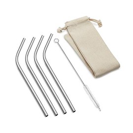 Outset 76622 Stainless Steel Bent Reusable Straws, 1 x 3.5 x 10 inches, Metallic